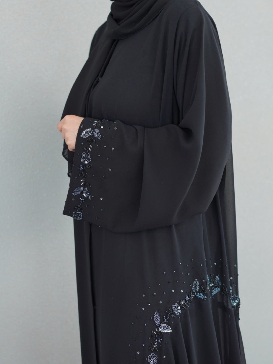 Fancy Blue Black Abaya