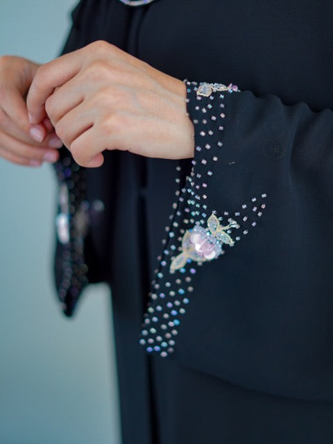 Pink Blossom beads Abaya